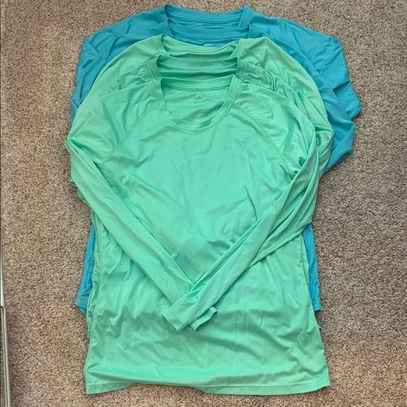 Set of 5 Light Teal & Aqua Long Sleeve Active Tops - Picture 1 of 2